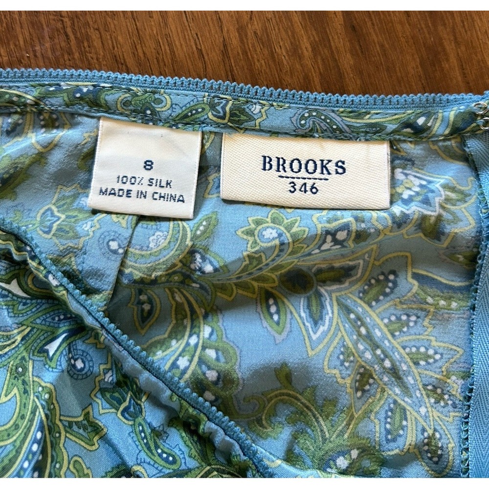 Brooks Brothers 100% Silk Skirt Midi Paisley Fairy Grunge Green Blue Resort 6 - Picture 4 of 7